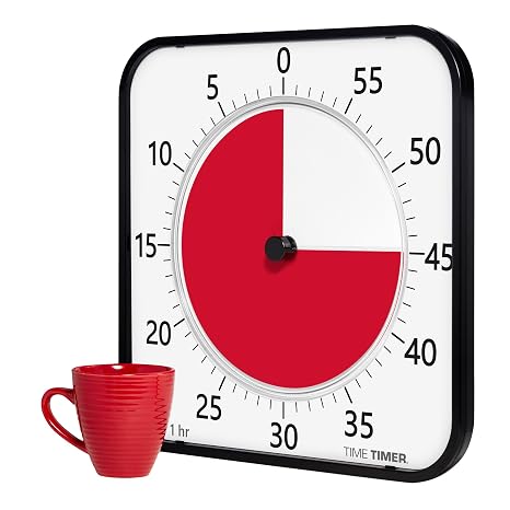 TIME TIMER MAX - Extra-Large 17" Visual Analog Timer, 8-Duration Settings, Interchangeable Faces, Optional Alert, No Loud Ticking - for Kids Classroom Homeschooling and Teacher Tool (Black)