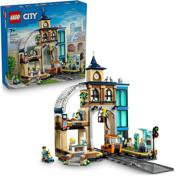 LEGO City Central Train Station 60469 – Rail System Themed Creative Toy Making Set for Kids 7 Years Old and Over Who Love Train Model, Birthday Gift (752 Pieces)