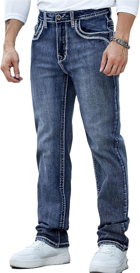 Men's Embroidered Classic Straight Jeans
