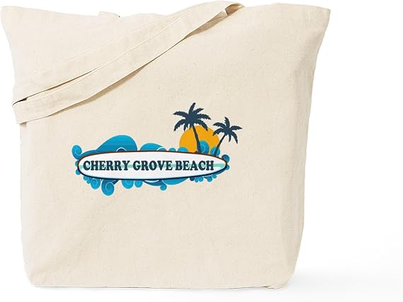 CafePress Cherry Grove SC Surf Design Tote Bag Reusable Natural Beige Canvas Shopping Bag