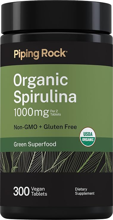 Piping Rock Organic Spirulina | 1000mg | 300 Tablets