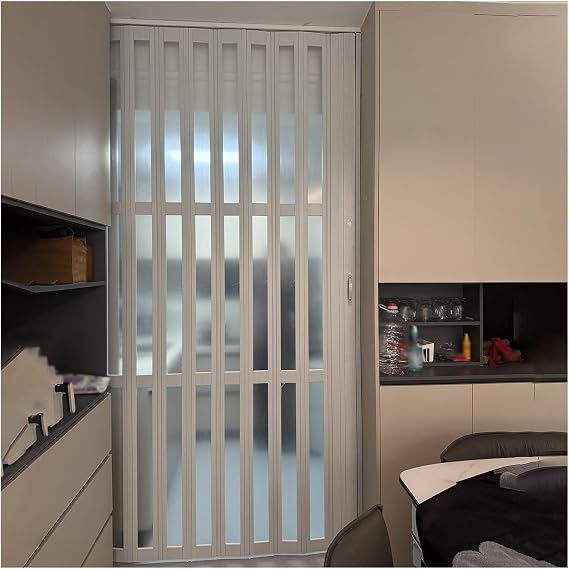 Accordion Door 28 x 78 30 x 78 32 x 78 34 x 78 36 x 78, PVC Folding Door Sliding Door Indoor Open Kitchen, Foldable Privacy Doors(B,22x78in/55.8x198cm)