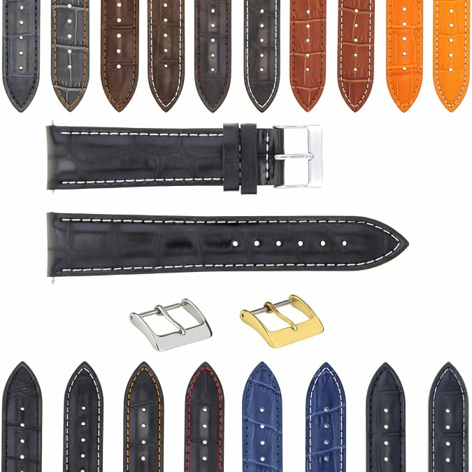 Ewatchparts 17-24mm Leather Watch Band Strap Compatible with Baume Mercier