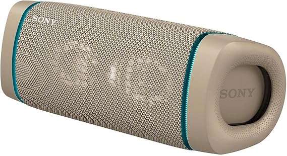 Sony SRS-XB33 EXTRA BASS Wireless Bluetooth Portable Speaker, IP67 Waterproof & Durable for Home, Outdoor, and Travel, 24 Hour Battery, Party Lights, USB Type-C, and Speakerphone, Taupe