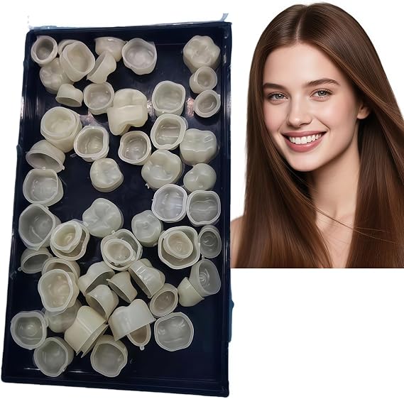 50pcs Temporary Crowns for Back Teeth,Temporary Tooth Filling & Repair Kit,Dental Repair Kit for Broken Tooth,Wide Application,Easy to Operate,Premium Materials,Compact,Portable,Use for Back Teeth