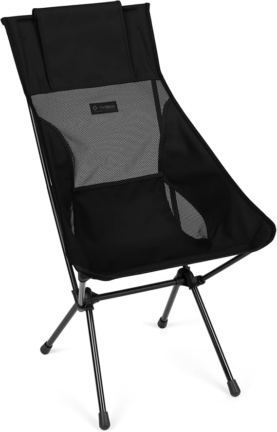 Helinox Sunset Chair Lightweight, High-Back, Compact, Collapsible Camping Chair, Blackout, 1.56kg, with Side Pokets