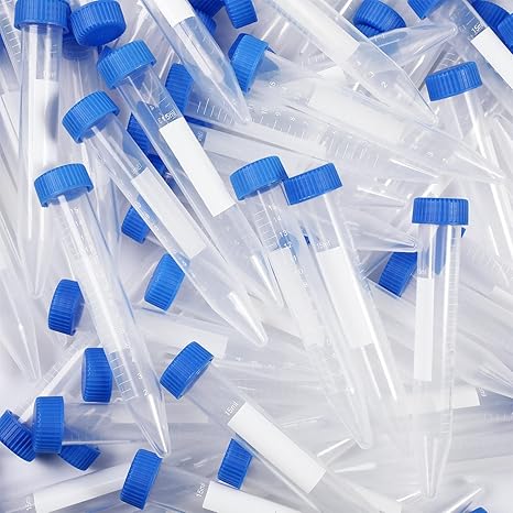 Konohan 200 Pack 15 Ml Centrifuge Tubes Sterile Plastic Test Tubes | Centrifuge Tubes Bulk Graduated Marks, Screw Caps, Conical Bottom, Lab Centrifuge Research Medical Testing Sample Storage