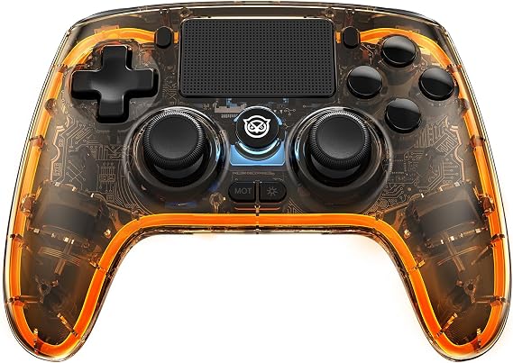 NYXI Wireless Controller for PS4, Hall Effect Joysticks Triggers, Transparent Controller with Breathing RGB Light, Programmable Buttons, 3.5mm Audio Jack Compatible with PS4/PC/iOS/Android