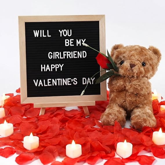 Ceenna Will You Be My Girlfriend Letter Board Sign Set, Bear, Red