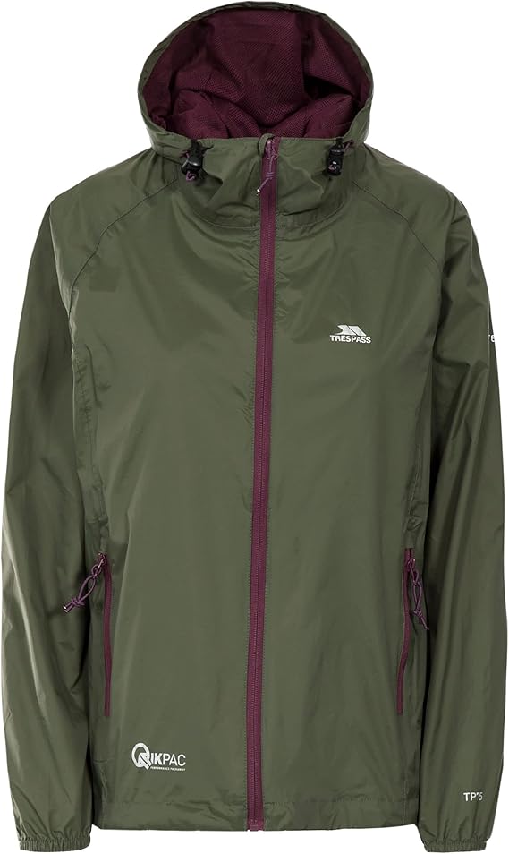 Trespass Qikpac Womens Packaway Waterproof Jacket Lightweight Hooded Raincoat
