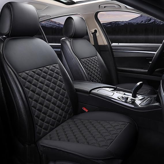 2 Pack Black Universal Front Car Seat Covers for Honda Accord CR-V 2012-2025 Civic HR-V Honda E Insight Jazz, Abrasion Resistant PU Leather