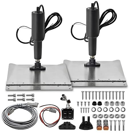 15101-104 9" x 12" Standard Trim Tab Kit for Boats Size 16-25ft 15001-101 | w/Double Rocker Switches 12V Electric Trim Tabs for Boats, w/6.6ft Switch Harness, Stainless Steel Planes