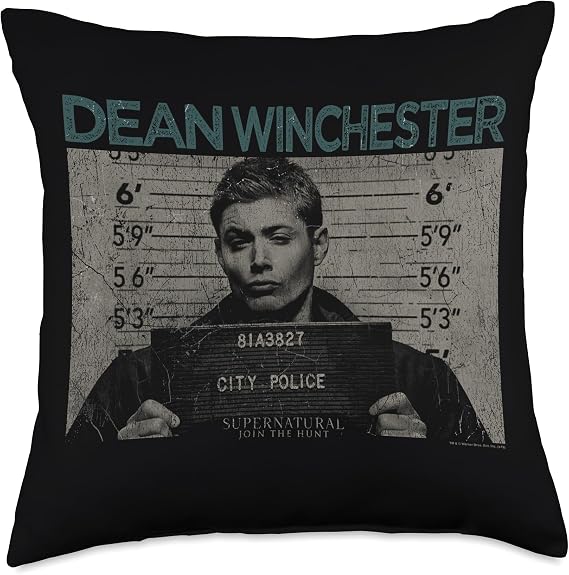 Supernatural Dean Mug Shot Throw Pillow