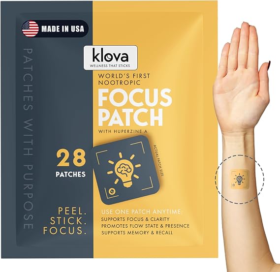 Klova Wellness Patches | Ditch The Pills, Gummies & Tablets Patches are Highly Absorbable and Last Up to 8 Hours (Nootropic Focus Patch)