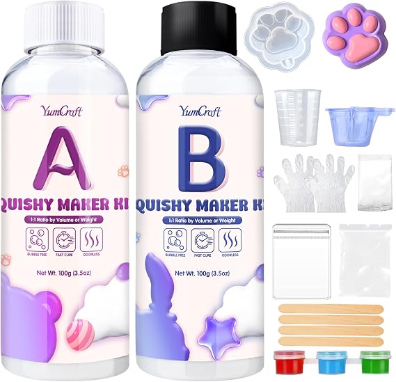Liquid Silicone Taba Squishy Kit 200g 1:1 AB Super Soft DIY Stress Craft | Fast Cure All-in-One Kit for Cat Paw Casting Hamster Moulding, DIY Stress Relief Gift for Squishy Maker and Craft Enthusiasts