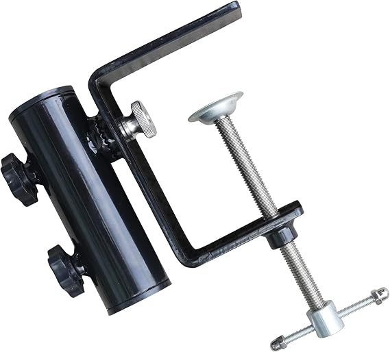 AMMSUN Heavy Duty Patio Umbrella Clamp Holder, Steel Umbrella Clip Stand | 360 Rotatable Fit Square Balcony Railings Deck Railings Mount Attaches to Post Railing Bleachers Benches Tailgates Outdoor