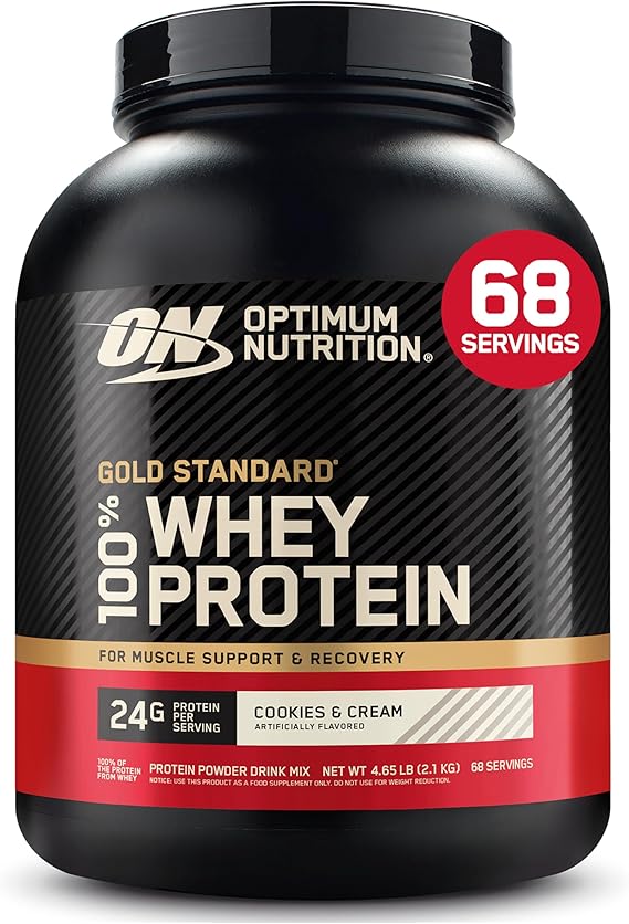 Optimum Nutrition Gold Standard 100% Whey Protein Powder, Cookies & Cream, 5 Pound (Packaging May Vary)