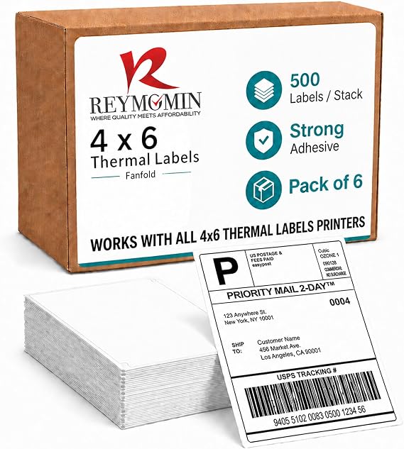 4x6 Thermal Labels Fanfold - 500/Stack - 6 Stack