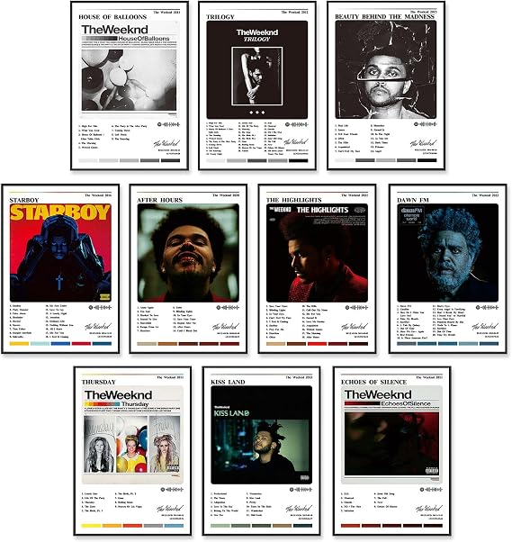 The Weeknd Album Cover Posters (10 Pcs 8x12 inch) Paper Prints Unframed Poster, Wall Art for Room Decor Aesthetic Bedroom