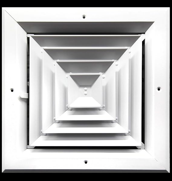 HVAC Premium 8 x 8 HVAC Vent Cover - 4 Way Supply Grille - Duct Cover & Diffuser - Low Noise - for Ceiling - with Opposing Damper Blades [Outer Dimensions: 11'' Width