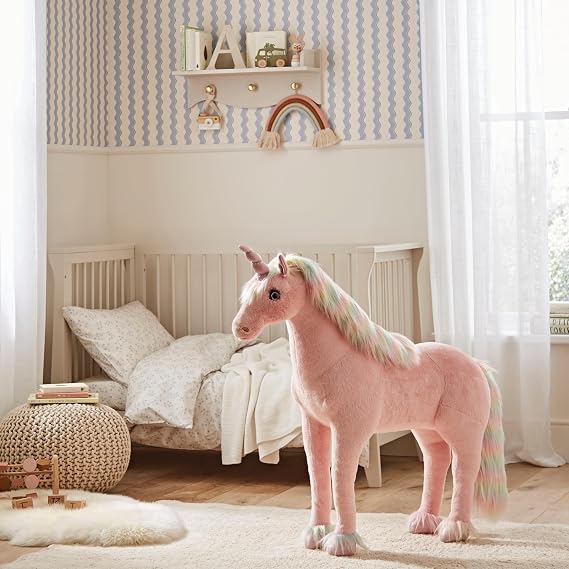 CuddleCo Giant Standing Unicorn Plush Toy – Large Soft Stuffed Animal, Cuddly Unicorn Toy for Kids, Magical Nursery Decor, Plush Toys for Girls and Boys - Rainbow