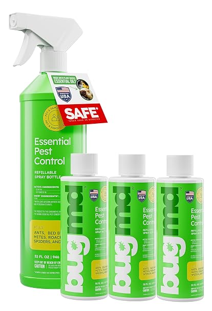 BugMD Ant Killer & Bug Spray Concentrate - Pest Control Kit | Indoor Roach, Cockroach, Spider and Flea Defense for Home, Safe with Essential Oils, Plant-Powered