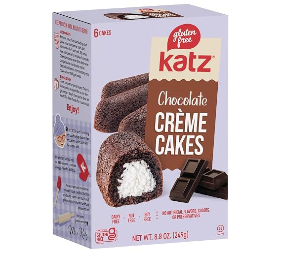 Katz Gluten Free Chocolate Creme Cake, Snack For Adults And Kids. Free of Dairy, Peanuts, Tree Nuts, Soy, and Sesame. Kosher 8.8 oz (1pk)