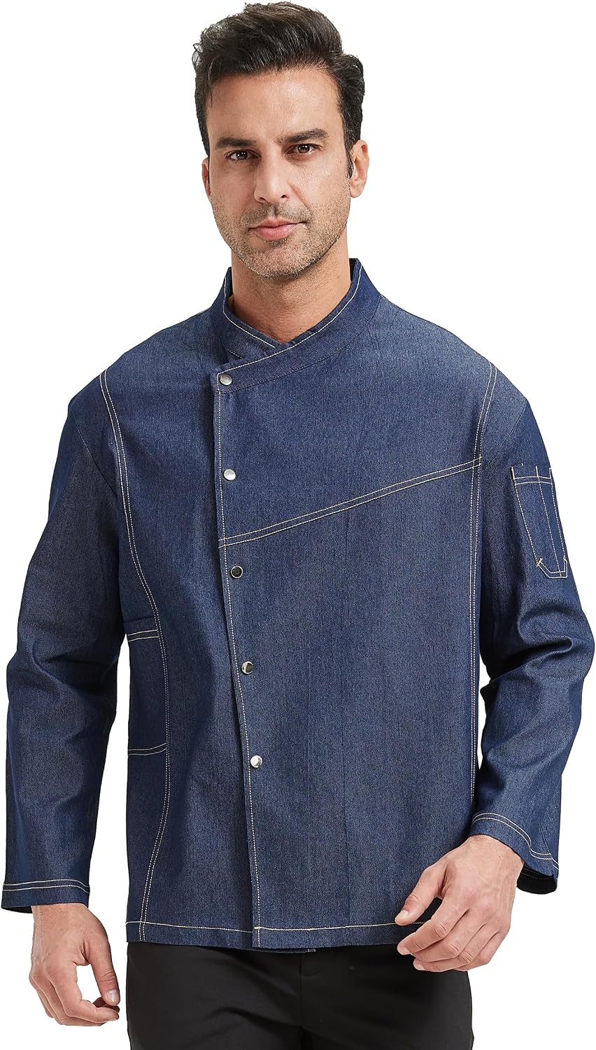 Nanxson Chef Coat Chef Jacket Denim Clothe Mens Long Short Sleeve Restaurant Kitchen Cooking Chef Uniform CFM0086