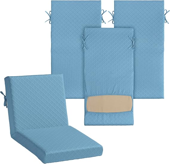 Arden Elastic 1-PC Dining Chair Cushion Cover, 4-Pack, Stretch Knit Patio Cushion Slipcover, Fade Resistant, Machine Washable, Indoor/Outdoor Replacement Cover, Fits Multiple Sizes,French Blue