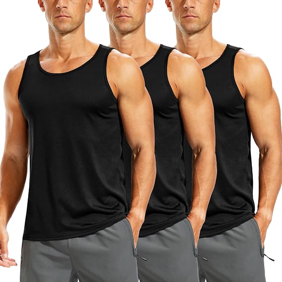3 Pack Men's Tank Tops Sleeveless Shirts Undershirt Quick Dry Sports Athletic Workout Gym Muscle