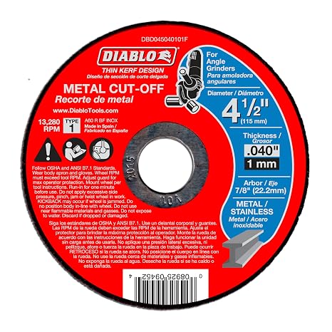 Diablo Metal Cut-Off Disc - 4-1/2" Diameter, 7/8" Arbor, 1 Hub Type