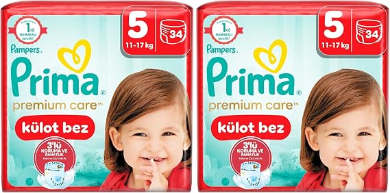Prima Premium Care Külot Bebek Bezi 5 Numara 34 Adet Junior (2 paketi)