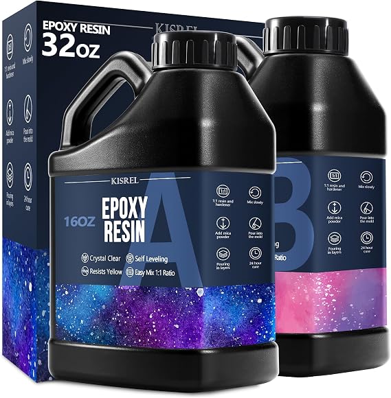 32OZ Epoxy Resin Kit, Clear Resin No Yellowing No Bubble for Molds & Craft