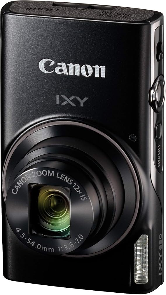 Canon IXY 650 Compact Digital Camera, Black, 12x Optical Zoom, Wi-Fi Compatible, IXY650BK-A
