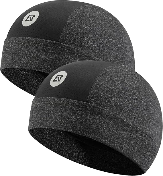 ROCKBROS Cooling Skull Cap Helmet Liner Sweat Wicking 2-Pack Black