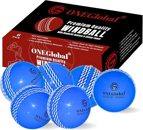 Premium Windball Soft Cricket Ball | Durable & Safe, Colour Seam, True Bounce & Swing | Wind Ball for Outdoor & Indoor Practice, Coaching, Garden & Beach Games