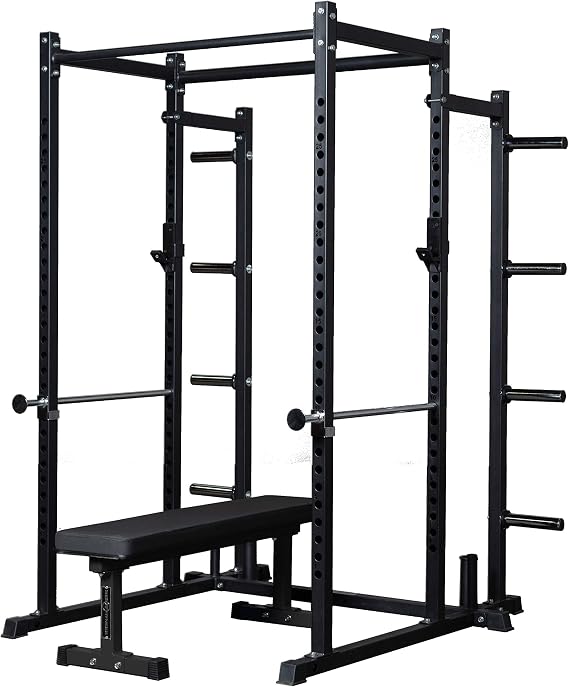 REP Fitness PR-1100 Power Rack Home Gym System, Squat Cage with Attachment Compatibility Multi-Grip Pull Up Bar, Adjustable J Cups, Extended Safeties, 700 lb Capacity, Strength Training Equipment