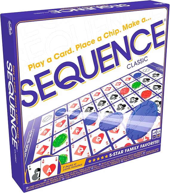 SEQUENCE- Original SEQUENCE Game with Folding Board, Cards and Chips by Jax ( Packaging may Vary ) White, 10.3" x 8.1" x 2.31"