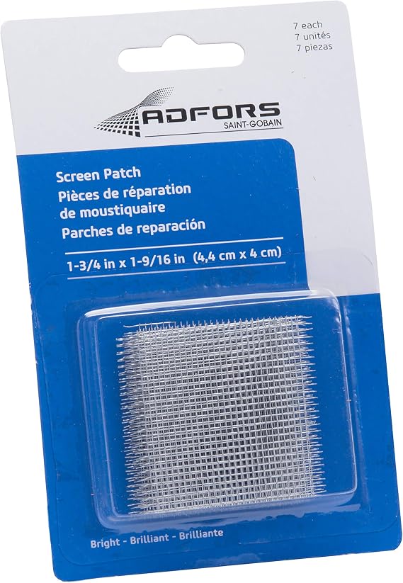 Saint-Gobain ADFORS Aluminum Screen Patch Repair Kit - DIY Window and Door Screen Patching, Bright Aluminum Finish, Durable, Ideal for Screen Repair and Replacement.