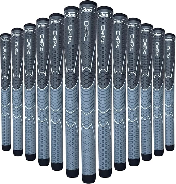 WINN TITANUN DRI-TAC OVERSIZE- LATEST SERIES 13 Pieces DarkGrey/SilverGrey Golf Grip - Non-Slip & Cushioned Comfort - Incredible Comfort & Moisture-Wicking - Shock Absorption Benefits for Pain-Free