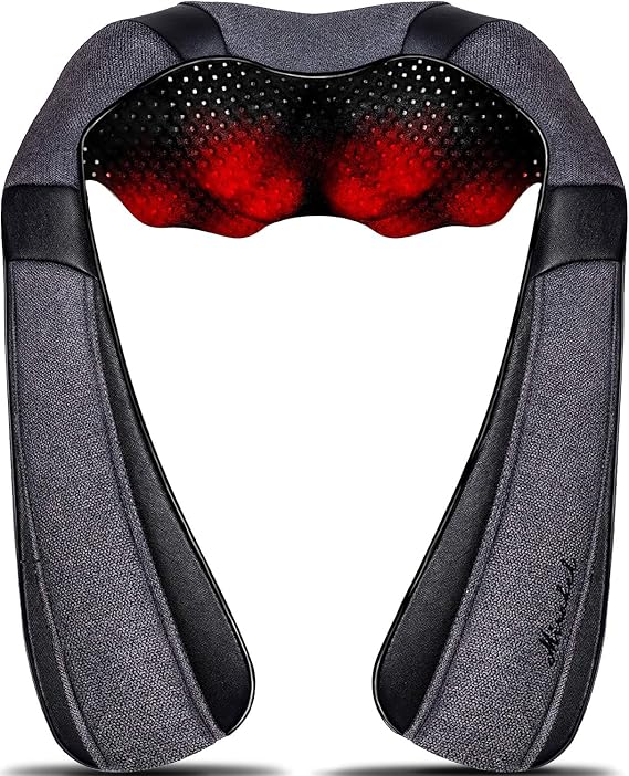 Mirakel Heat Neck Massager for Pain Relief Deep Tissue - Gift for Women Men | Ergonomic 3D kneading nodes, corded design, auto shutoff, Christmas ideal gifts for relaxing use at home, office, or travel
