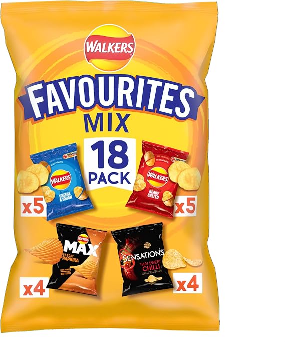 Walkers Favourites Mix Multipack Snacks Crisps 18 Pack