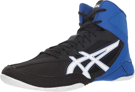 ASICS Men's Dan Gable Evo Wrestling Shoe 6.5 DM US, 002Black/White/Royal