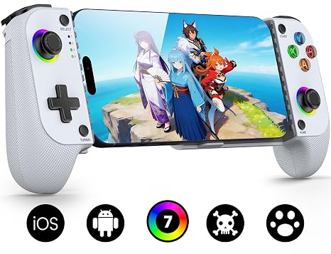 Mocagen MC1 Phone Controller for iPhone & Android Ergonomic Grip, Low Latency, Case Friendly, Bluetooth Mobile Controller with Hall Effect Joysticks, Turbo, Portable Travel Companion for Car/Leisure