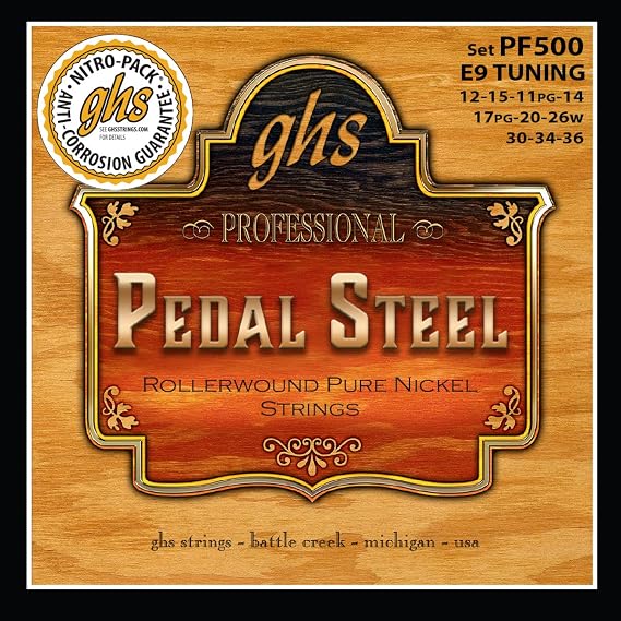 GHS Strings - Pedal Steel Strings - Nickel Rollerwound - Semi-Flat - E9 Tuning - Model:PF500 SET