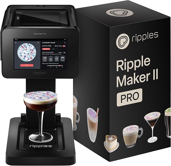 Ripples - The Original Maker PRO - Beverage-Top Printer for Foam Drinks & Desserts | Dual Pod Holders for Multi-Color Prints | Selfie & Personalized Designs | Social Media Boost | Machine Only