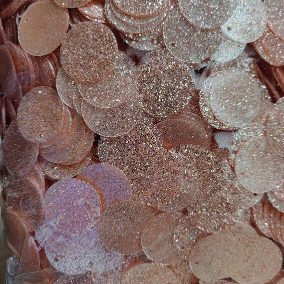 20mm Jumbo Glitter Sequins - Mermaid Stitch Sew Giant[Peach Glitter]