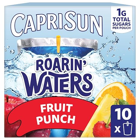Capri Sun Roarin' Waters Flavored Water Beverage, 10 Pouches, for School Lunches and On-the-Go Hydration