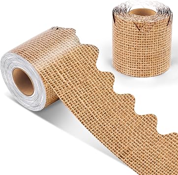Bulletin Board Borders, 65 FT Burlap Scalloped Bulletin Board Borders, Classroom Borders for Bulletin Board Trim Decoration for Back to School, Classroom & Offices