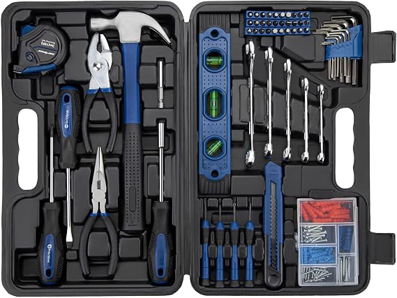 CARTMAN 152-Piece Household Tool Set, Blue Hand Kit With Storage Case Box